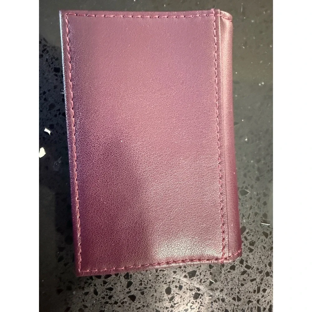 Ted Baker London Burgundy Leather Scalloped Pearl Card Holder Wallet